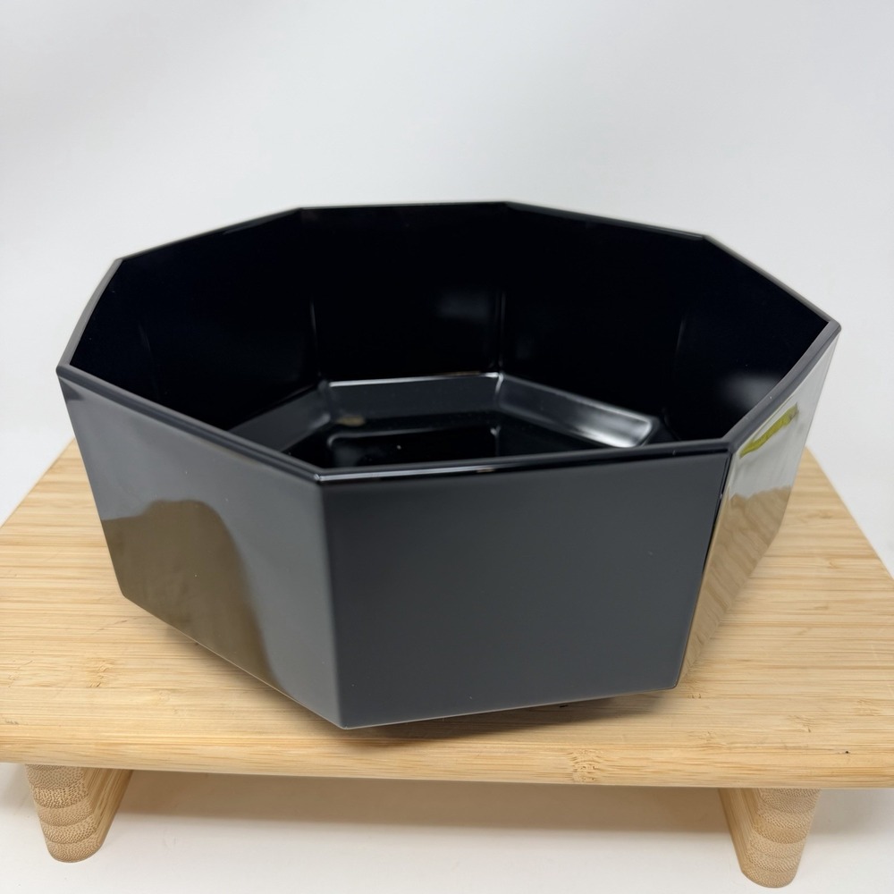 Vintage ARCOROC France Octime Black Serving Large 9" Salad Bowl Octagon Glass